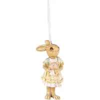 Clayre & Eef Hanger Konijn 11 cm Geel Bruin Kunststof Paashanger Geel Paashanger