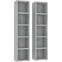 vidaXL CD-kasten 2st 21x16x93,5cm bewerkt hout grijs sonoma eikenkleur