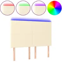 vidaXL Hoofdbord LED 144x5x118/128 cm kunstleer crèmekleurig