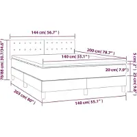 vidaXL Boxspring met matras stof donkerbruin 140x200 cm
