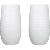 Floran Bloemenvaas - 2x - wit - mat - keramiek - boeketten/takken/bloemen - 50 x 26 cm