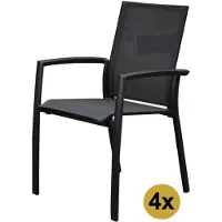 AVH-Collectie Set van 4 Malaga stapelbare tuinstoelen antraciet aluminium textileen
