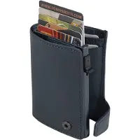 Tony Perotti Leren Furbo RFID Pasjeshouder met papier- en kleingeldvak, Staalblauw