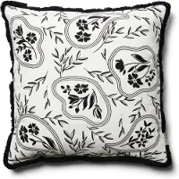 Rivièra Maison Kussensloop, Kussensloop 50x50, Sierkussen bloemenprint, Sierkussen, Deco kussen vierkant - RM Xanadu Pillow Cover - Zwart/ Wit - Katoen