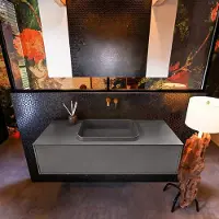 Mondiaz Badkamermeubelset Erin 120 cm met 1 Lade met RIDGE Wastafel Midden Dark grey Zonder Kraangaten Greeploos Mat Dark Grey