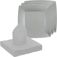 SANTEX 20x taart/gebak bordjes/25x servetten - zilver - Feestbordjes