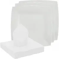 SANTEX servies set karton - 10x bordjes/25x servetten - wit - Feestbordjes