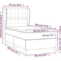 vidaXL Boxspring met matras kunstleer crèmekleurig 90x190 cm