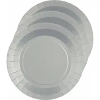 SANTEX feest gebak/taart bordjes - zilver - 30x stuks - karton - D17 cm - Feestbordjes