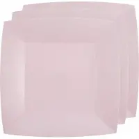SANTEX 20x Stuks feest diner bordjes papier/karton vierkant - lichtroze - 23cm - Feestbordjes