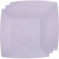 SANTEX 30x Stuks feest ontbijt/gebak bordjes papier/karton vierkant - paars - 18cm - Feestbordjes