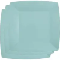 SANTEX Bordjes karton - 30x - vierkant - licht blauw - 23 x 23 cm - feestbordjes