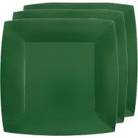 SANTEX 30x Stuks feest ontbijt/gebak bordjes papier/karton vierkant - donkergroen - 18cm - Feestbordjes