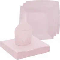 SANTEX Feest/verjaardag servies set 20x gebaksbordjes/25x servetten - lichtroze - karton - Feestbordjes