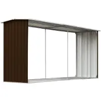 vidaXL Haardhoutschuur 330x92x153 cm gegalvaniseerd staal bruin