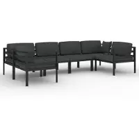 vidaXL 6-delige loungeset voor de tuin met kussens, aluminium, antraciet