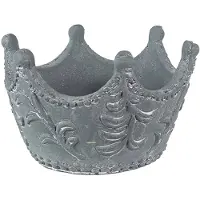 Clayre & Eef Bloempot Binnen Kroon 18x17x12 cm Grijs Steen Plantenpot Grijs Plantenpot