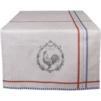 Clayre & Eef Tafelloper 50x140 cm Beige Katoen Rechthoek Haan Tafelkleed Beige Tafelkleed