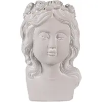 Clayre & Eef Bloempot Hoofd 20x17x30 cm Grijs Steen Woondecoratie Grijs Woondecoratie