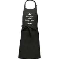 Kariban Mijncadeautje - Luxe schort - Een echte kok flikkert alles in de wok - chique grijs