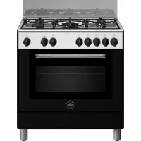 Bertazzoni La Germania La Germania AM85C61DNT Fornuis 80 cm. 5-pits gas met wok. Zwart met RVS.