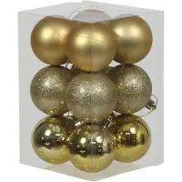 Othmar decorations Bellatio decorations Kerstballen - 12 stuks - goudkleurig - mix - Kerstbal