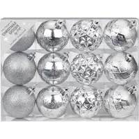Merkloos Set van 24x luxe zilveren kerstballen 6 cm kunststof mat/glans - Kerstbal