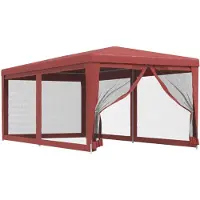 vidaXL Partytent met 6 mesh zijwanden 3x6 m HDPE rood