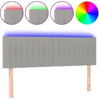 vidaXL Hoofdbord LED 144x5x78/88 cm stof lichtgrijs