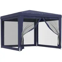 vidaXL Partytent met 4 mesh zijwanden 3x3 m HDPE blauw
