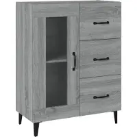 vidaXL Dressoir 69,5x34x90 cm bewerkt hout grijs sonoma eikenkleurig