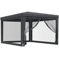 vidaXL Partytent met 4 mesh zijwanden 3x4 m HDPE antracietkleurig