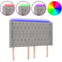 vidaXL Hoofdbord LED 163x16x118/128 cm stof lichtgrijs