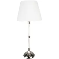 Clayre & Eef Tafel lamp, diameter 18 cm, hoogte 44 cm, wit, zilverkleurig, ijzer