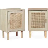 Sweeek Set van 2 nachtkastjes met webbing Naturel