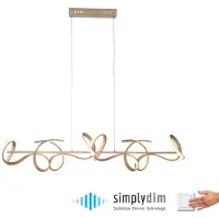 Leuchtendirekt Hanglamp Curls, dimbaar, brons / oud-messing, Woon-/ Eetkamer, Aluminium, Modern