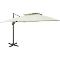 vidaXL Zwevende parasol met dubbele bovenkant 300x300 cm zandkleur