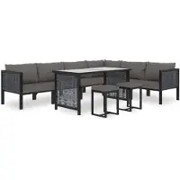 vidaXL 9-delige Loungeset met kussens poly rattan antraciet