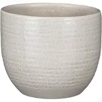 Mica Decorations Plantenpot - terracotta - lichtgrijs flakes - 14x12cm - Plantenpotten