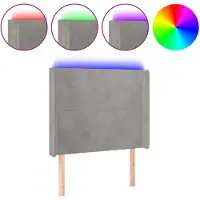 vidaXL Hoofdbord LED 103x16x118/128 cm fluweel lichtgrijs