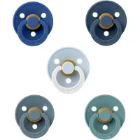 BIBS fopspenen 6-18 maand set 5 stuks Petrol,Island Sea, Deep Space,Sky Blue en Baby Blue Night Glow maat 2
