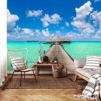 Consalnet Fotobehang - Zee - Strandhuis - Vliesbehang - (254 x 184 cm)