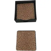 Baroque - Onderzetter - Onderzetters vierkant 11 cm luipaard - 11.5x11.5x4 - PU Leather