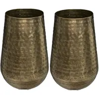 Atmosphera 2x Bloemenvaas van metaal 23 x 15 cm kleur metallic brons - Vazen
