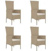 vidaXL Tuinstoelen 4 st met kussens poly rattan beige