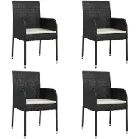 vidaXL Tuinstoelen 4 st met kussens poly rattan zwart