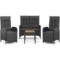 vidaXL 4-delige tuinset met kussens, zwart, polyrotan