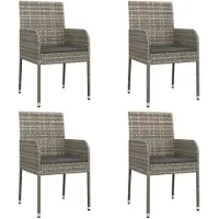 vidaXL Tuinstoelen 4 st met kussens poly rattan grijs