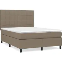 vidaXL Boxspring met matras stof taupe 140x190 cm
