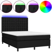 vidaXL Boxspring met matras en LED stof zwart 140x200 cm